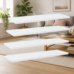 White Engineered Wood Bookshelf Boards 4 pcs 60x20x1.5 cm