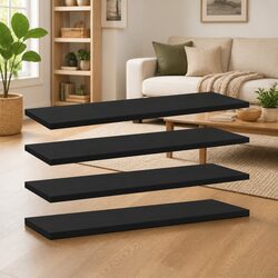 Black Floating Shelf Boards Set of 4 for Wall Mounting