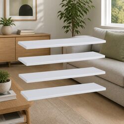 4-Piece Engineered Wood Bookshelf Boards, White 60x20x1.5 cm