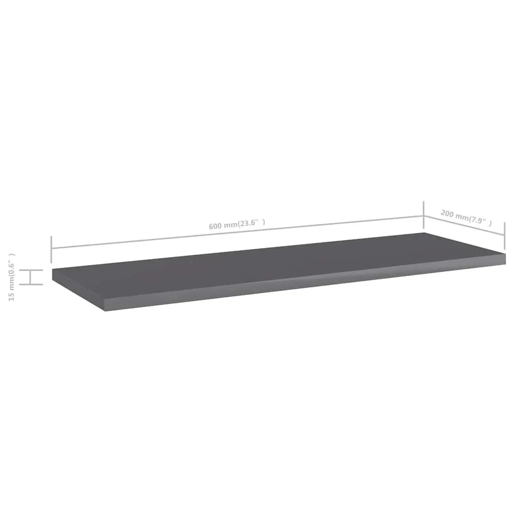 Bookshelf Boards Grey 60x20x1.5 cm Engineered Wood 4 Piece Storage