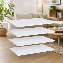 Set of 4 White Floating Bookshelf Boards 60x40 cm