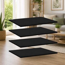 Engineered Wood Black Floating Bookshelf Boards - 4 Pieces