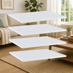 4-Piece White Wall-Mounted Floating Shelf Set