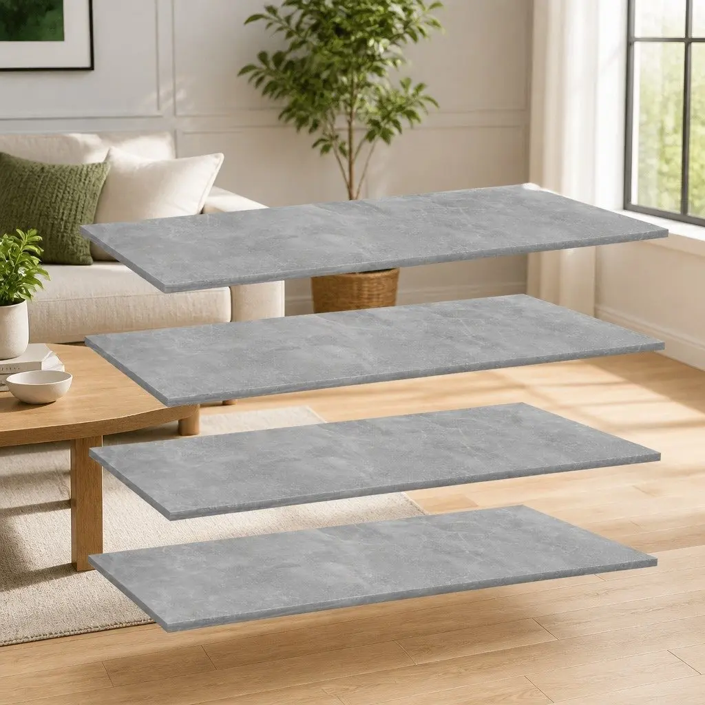 Floating Bookshelf Grey 4 Piece Set Wall Storage Shelves Display