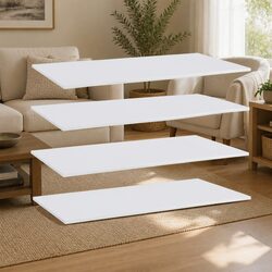 4 Pack White Floating Shelf Boards with Engineered Wood