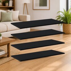 Set of 4 Black Floating Shelf Boards for Wall Mounting