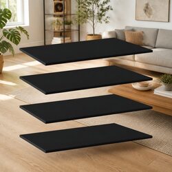 Engineered Wood Black Floating Shelf Board Set of 4
