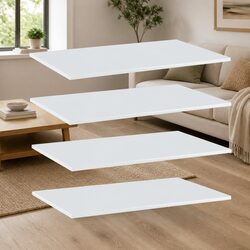 White Wall-Mounted Floating Shelf Boards Set of 4