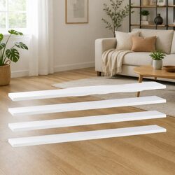 4-Piece White Floating Bookshelf Boards - Wall Mounted