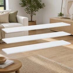 White Floating Bookshelf Boards - 4 Pack for Storage