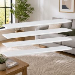 Set of 4 White Floating Shelf Boards for Storage