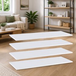 4 Pack White Floating Shelf Boards - Wall Mounted
