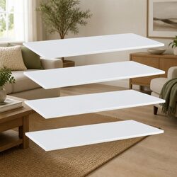 Set of 4 Wall-Mounted Floating Shelves in White