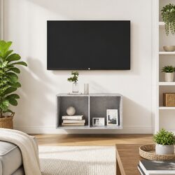 Wall-Mounted TV Cabinet in Grey Concrete Engineered Wood