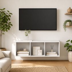 Efficient Wall-Mounted TV Cabinet Storage Unit in White