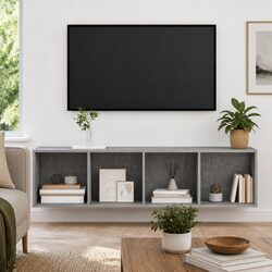 Grey Storage Unit TV Cabinet for Wall-Mounting
