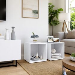 Engineered Wood TV Cabinet Set in White, 37x35x37 cm
