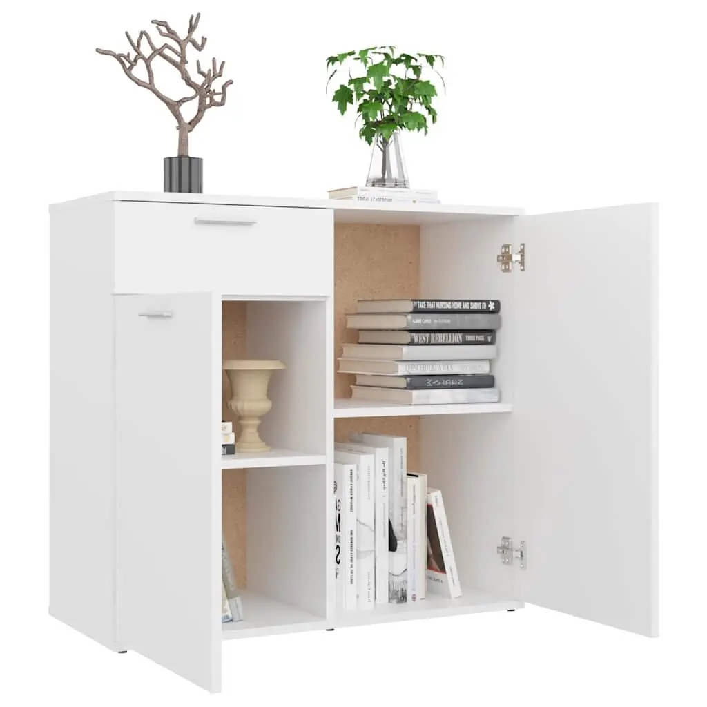 Sideboard Storage Cabinet Minimalist 80x36x75cm White 2 Doors Drawer
