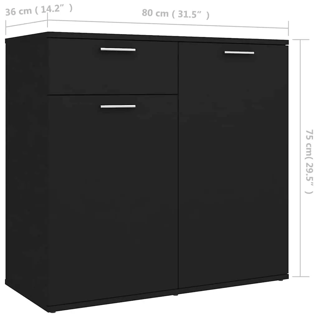 Sideboard Cabinet Minimalist Storage 80 x 36 x 75 cm Black