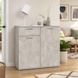 Grey Storage Sideboard Cabinet 80x36x75cm with Drawer