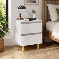 White Bedside Storage Table with Drawers 40x35x50cm