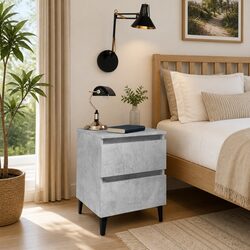 Two-Drawer Bedside Table in Grey Engineered Wood