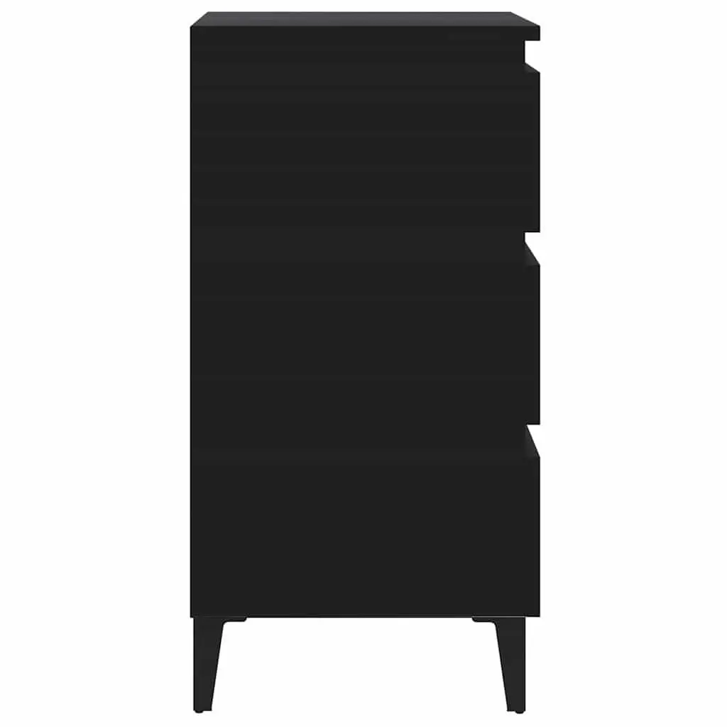 Bedside Cabinet with Metal Legs Black Storage Nightstand 40 x 35 x 69 cm