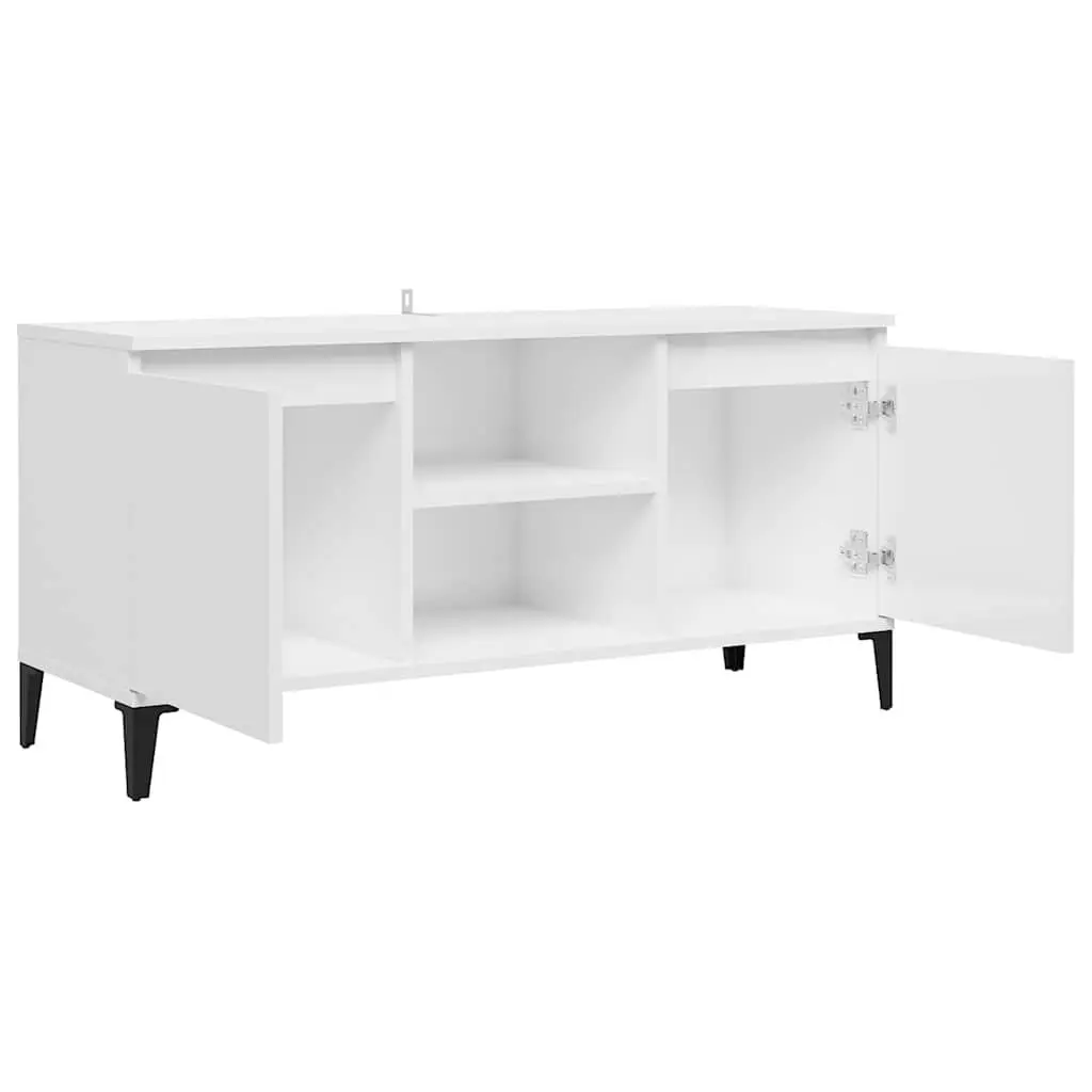 TV Stand High Gloss White with Metal Legs Storage Unit 1035 x 350 x 500 mm