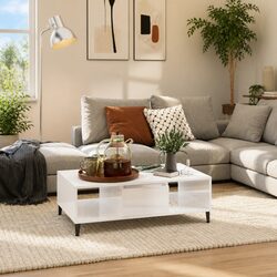 White High Gloss Coffee Table with Metal Legs