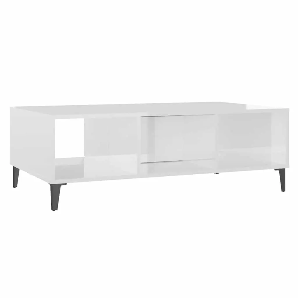 Coffee Table Storage Compartment White High Gloss 103.5 x 60 x 35 cm