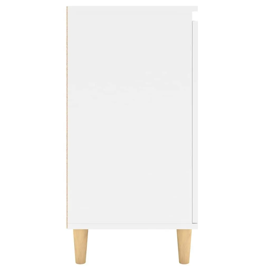 White Engineered Wood Sideboard Storage Cabinet with Wood Legs 60x35x70cm