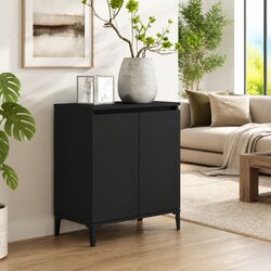 2-Door Black Storage Sideboard with Metal Legs