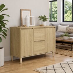 Brown Sideboard Cabinet: Engineered Wood with 2 Drawers & 2 Doors