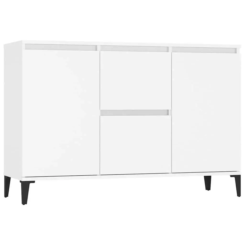 Industrial Sideboard Cabinet White Spacious Storage 2 Drawers 2 Doors
