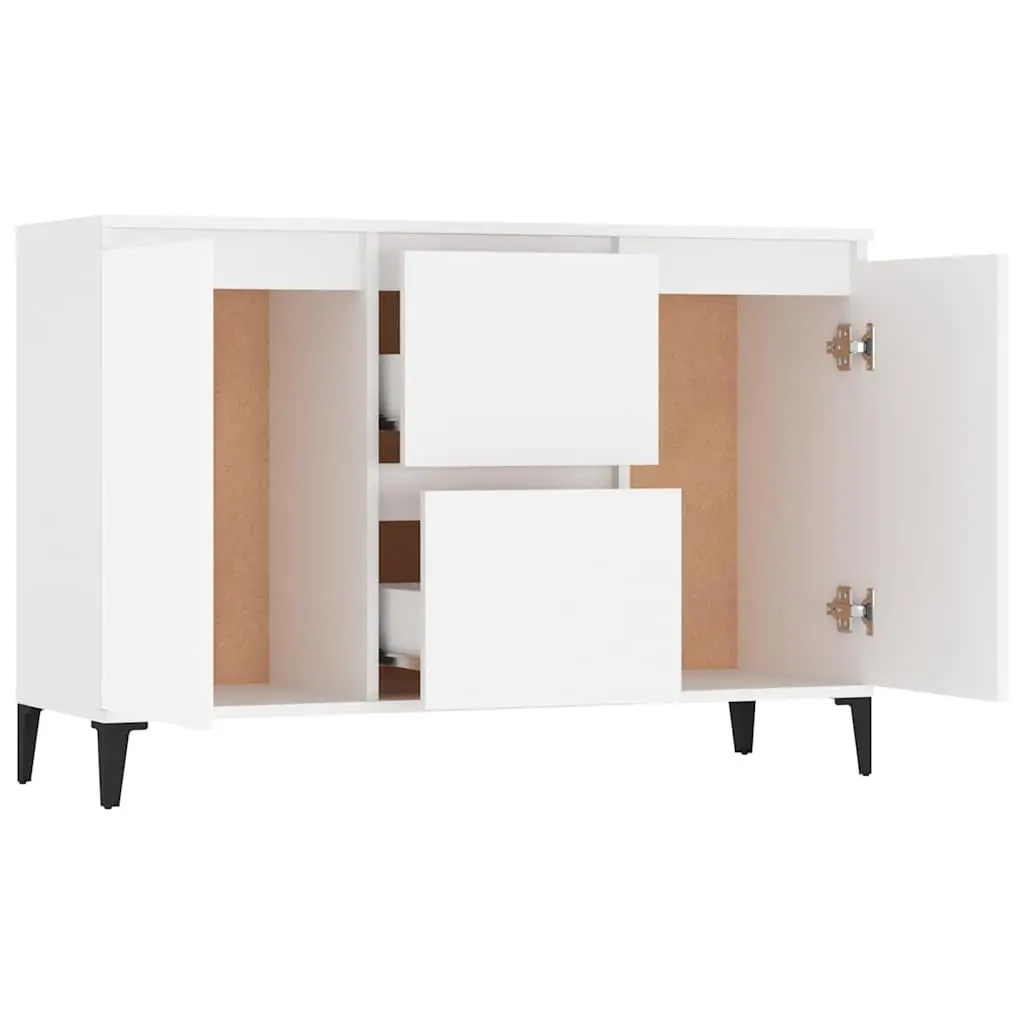 Industrial Sideboard Cabinet White Spacious Storage 2 Drawers 2 Doors