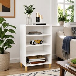 Engineered Wood Sideboard with 4 Shelves in White