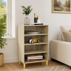 Brown Engineered Wood Sideboard Cabinet with 4 Shelves