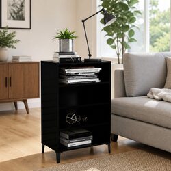 Black Sideboard Cabinet with 4 Shelves for Storage