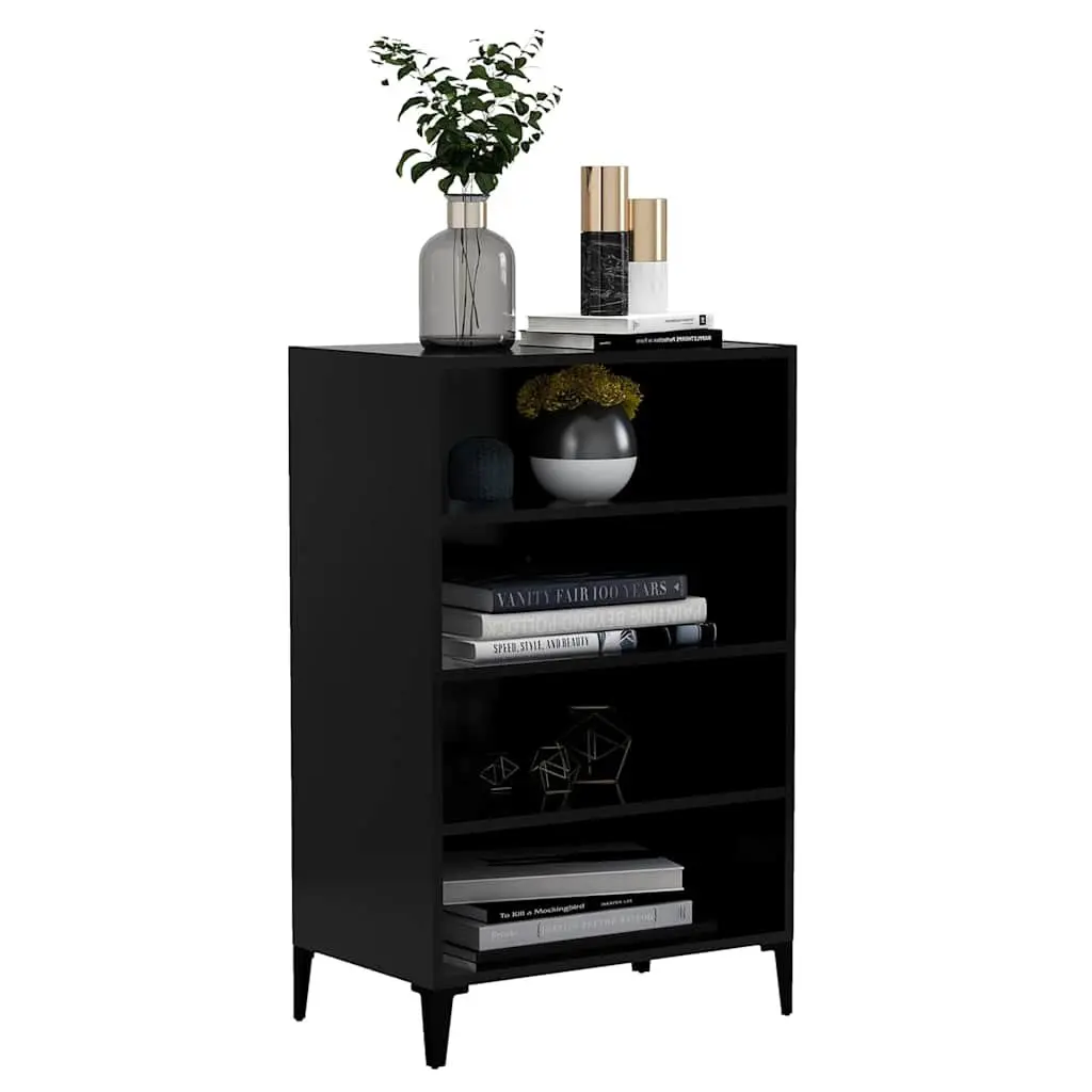 Sideboard Cabinet Engineered Wood 4 Shelves Black