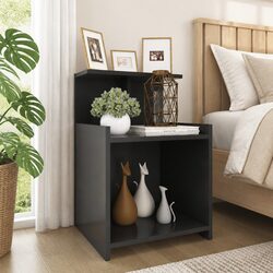 Engineered Wood Nightstand Grey 40x35x60 cm with 3 Shelves