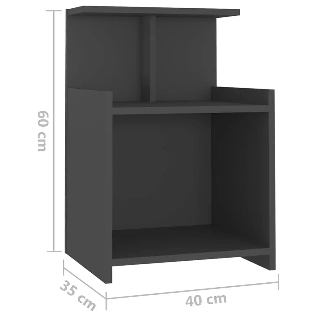 Bedside Tables 2 pcs Grey Nightstands Open Shelves Storage Cabinet Bedroom