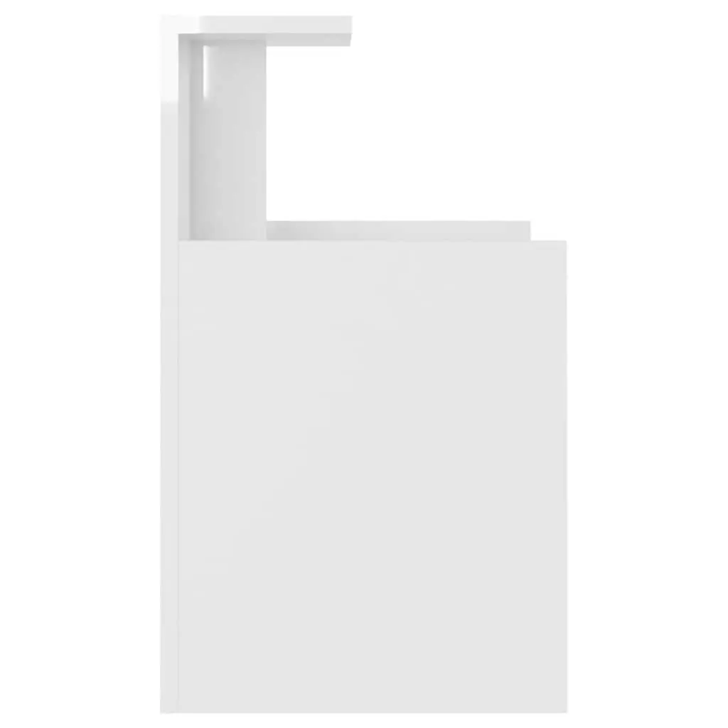 Nightstands High Gloss White 40x35x60cm 2 Piece Bedside Tables with Open Shelves