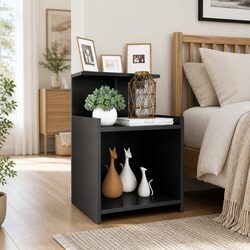 Set of 2 Grey Bedside Tables with 3 Shelves Each