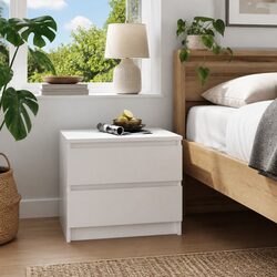 White Bedside Table with Storage Drawers 50x39x43.5 cm