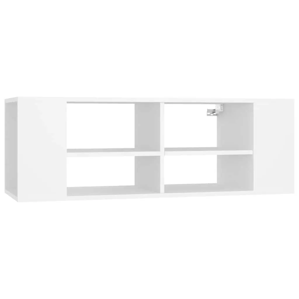 TV Cabinet White Adjustable Shelves Wall-Mounted Storage Unit Living Room 102cm x 35cm x 35cm
