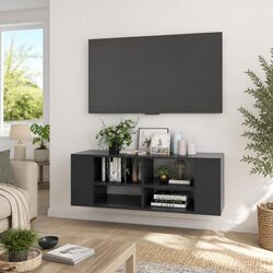 Wall-Mounted TV Cabinet in Grey with Adjustable Features