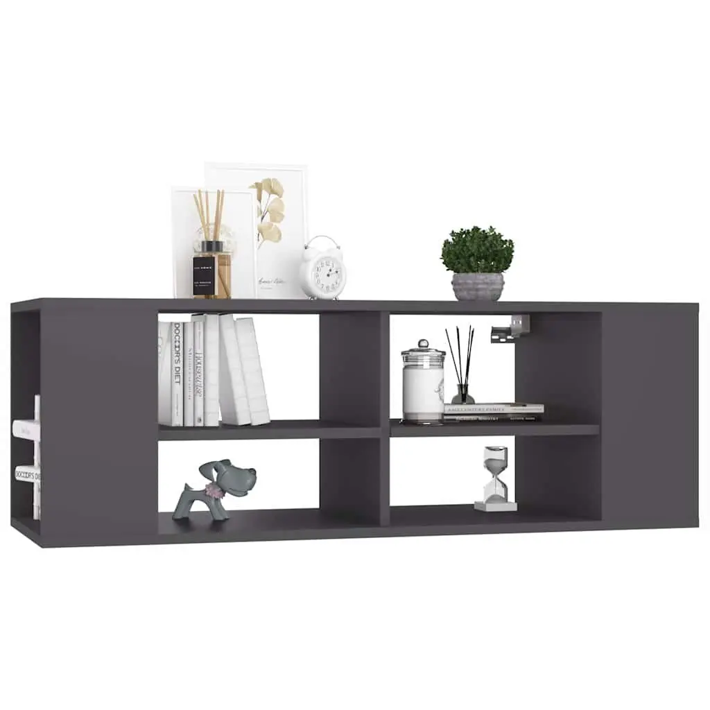 Wall-Mounted TV Cabinet Space Saving Adjustable Shelves Grey
