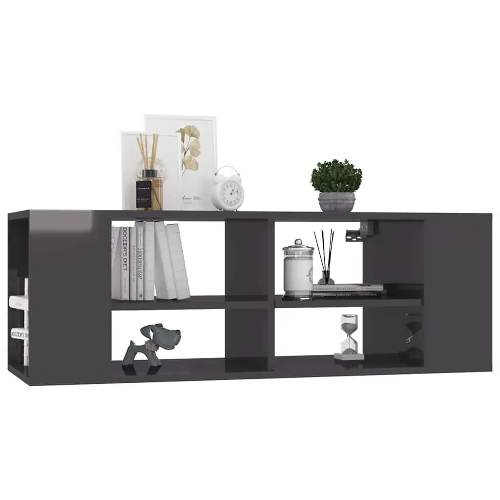 Wall-Mounted TV Cabinet Space-Saving Adjustable Shelving Grey