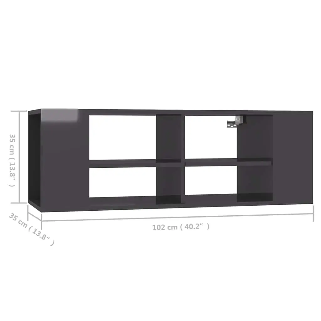 Wall-Mounted TV Cabinet Space-Saving Adjustable Shelving Grey