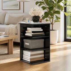 Grey Engineered Wood Side Cabinet with Storage Shelves